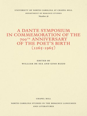 cover image of A Dante Symposium in Commemoration of the 700th Anniversary of the Poet's Birth (1265-1965)